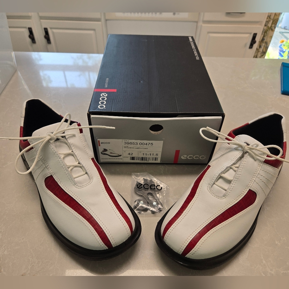 Ecco Receptor womens golf shoes EU 42  / US 11 Red and White NEW in box - Picture 6 of 10